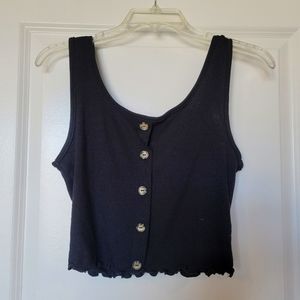 Button Down Crop Top with Ruffles